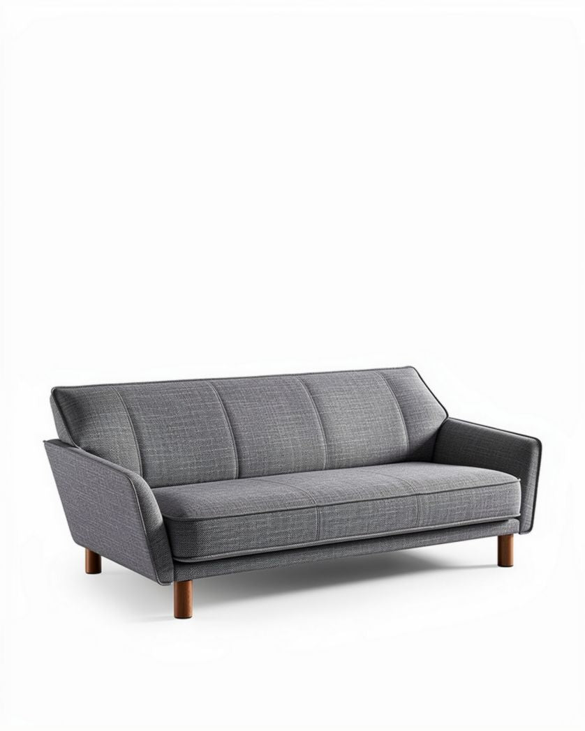 Canapé deux places en tissu gris avec pieds en bois 200 x 85 x 80cm