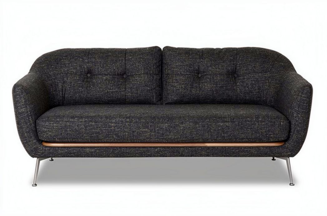 Canapé en tissu noir avec structure en bois 180 x 90 x 80cm