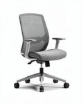 Chaise de bureau ergonomique grise en tissu avec accoudoirs réglables 45 x 60 x 90cm