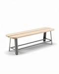 Banc en bois clair avec structure métallique 150 x 40 x 45cm pour intérieur et extérieur