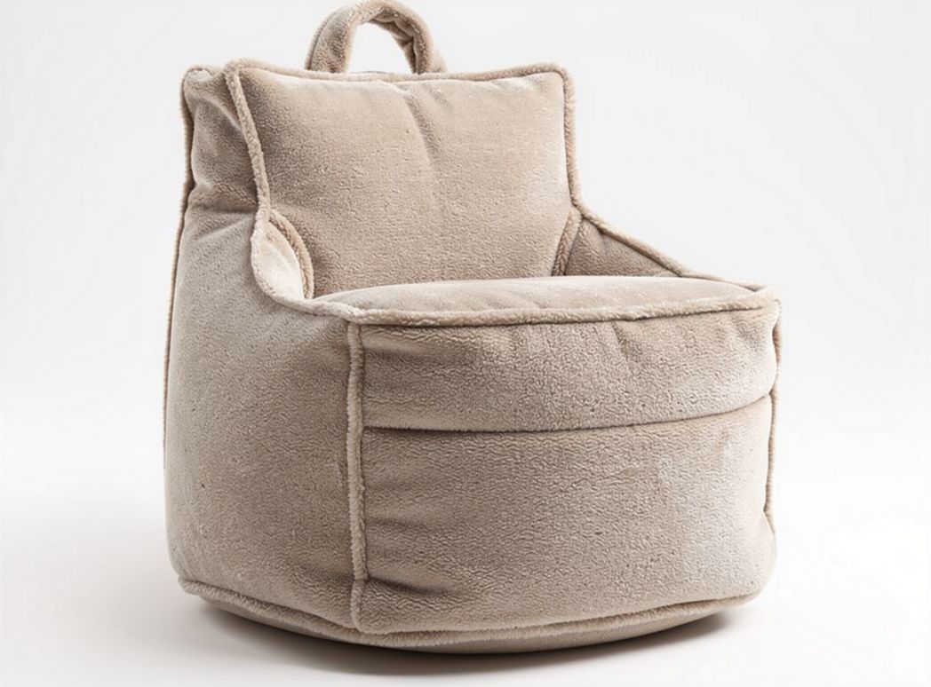 Fauteuil en tissu velouté beige pour enfants dimensions 60 x 60 x 65cm