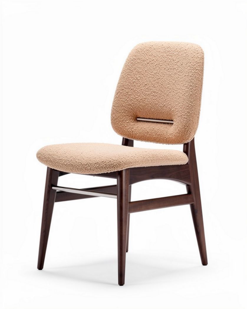Chaise en bois foncé avec rembourrage en tissu beige 40 x 40 x 85cm