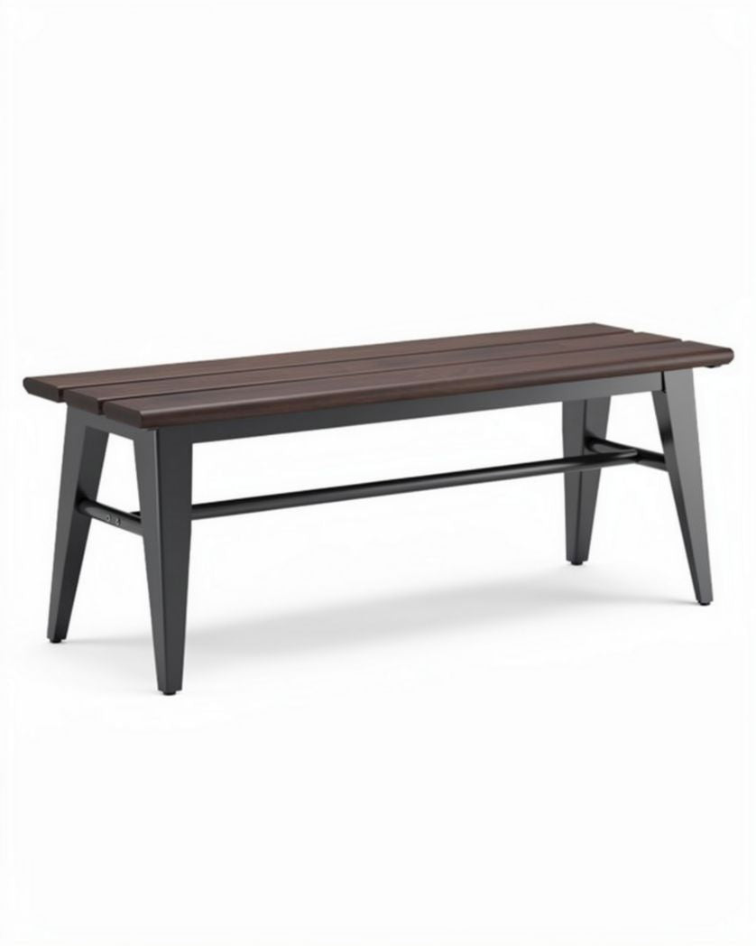 Banc de jardin en bois aggloméré de 150 x 60 x 45 cm couleur marron et noir