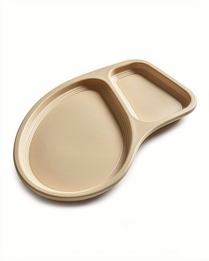 Plat créatif en plastique beige pour présentation de mets 30 x 20 x 3cm