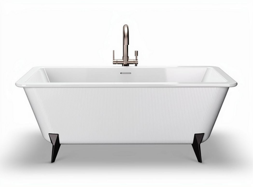 Baignoire en acrylique blanche avec robinetterie moderne 170 x 70 x 60cm