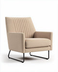Fauteuil moderne en tissu beige avec pieds en métal noir dimensions 80 x 80 x 90cm